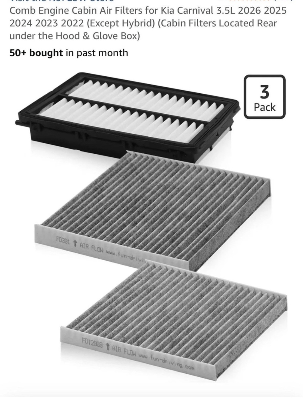 Niceasy Cabin and engine air Filter